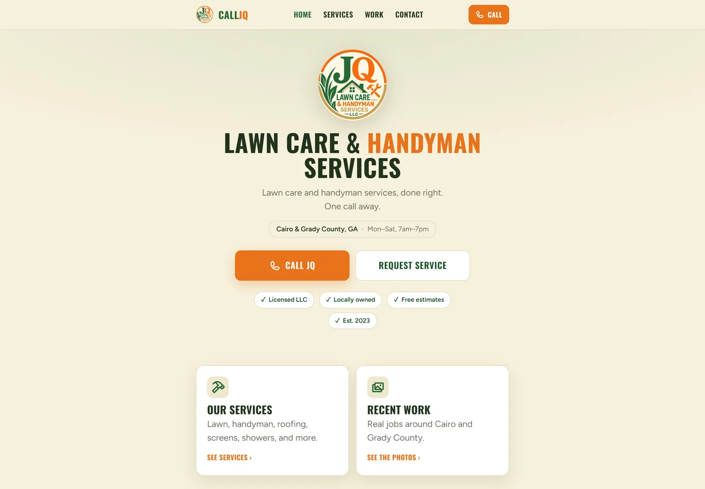 Screenshot of the CallJQ website