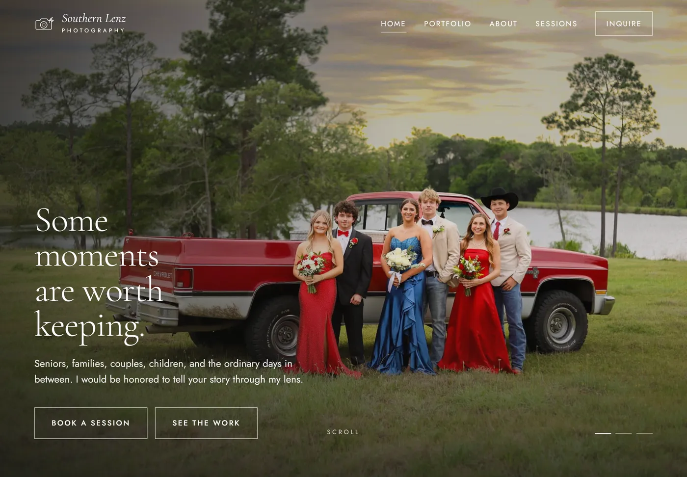 Screenshot of the Southern Lenz Photography website